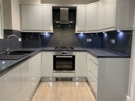 grey gloss kitchen floor tiles.